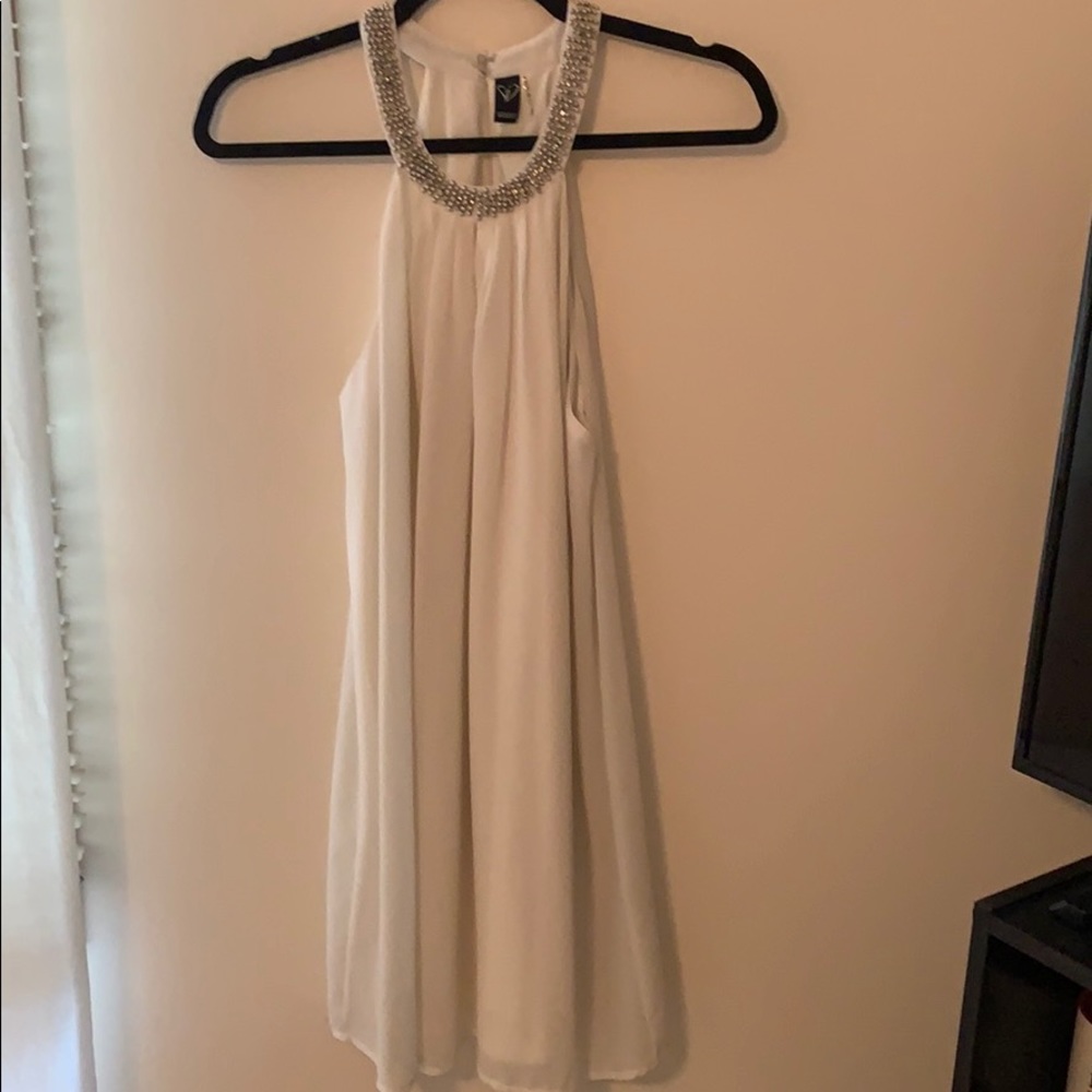 White flows dress